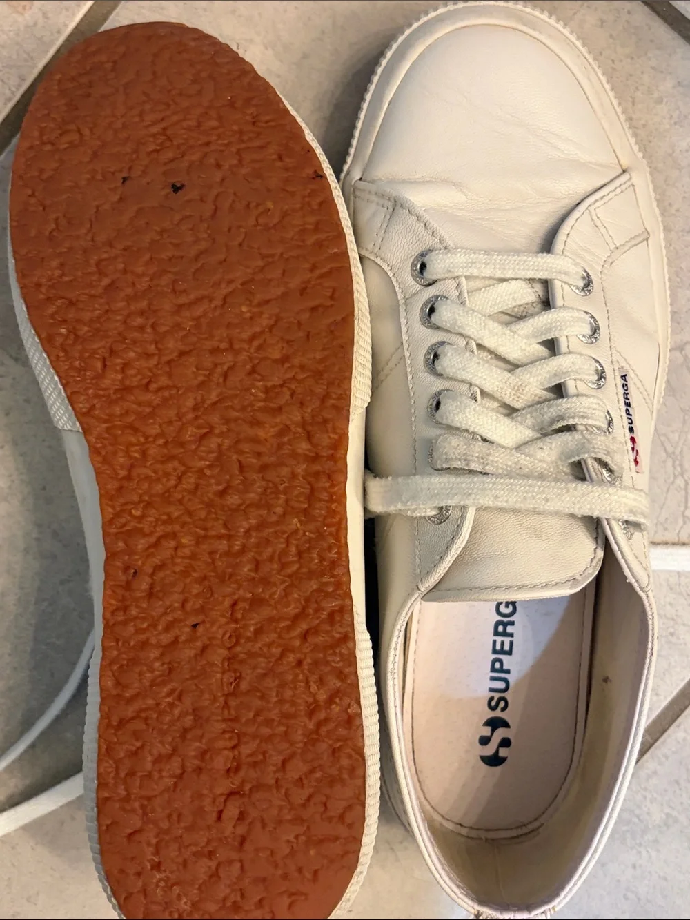 Superga White Leather Low-Top Sneakers 9.5 W 41 EU